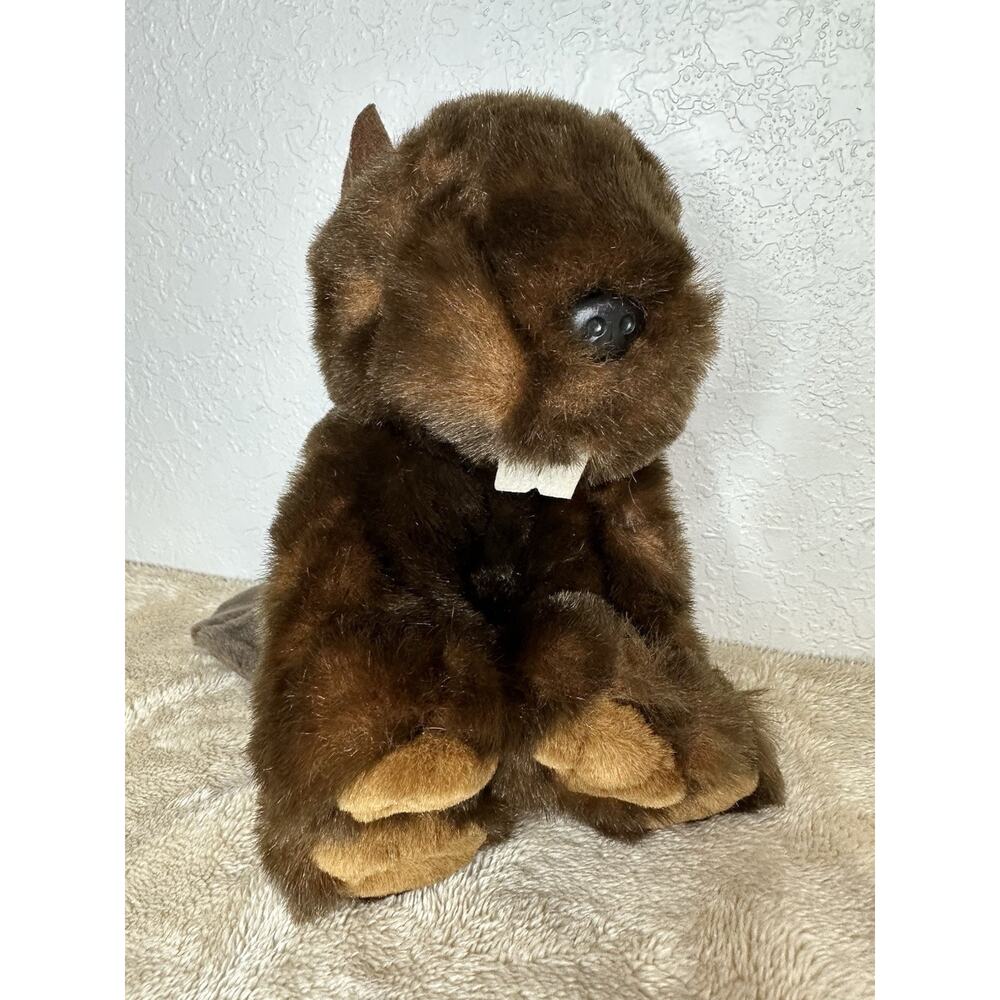Vintage BRUCE Brown Furry Plush Beaver Stuffed Animal 8” MJC PurrFection
